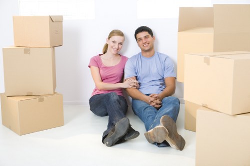 Prepared moving van and boxes for a Twickenham house removal