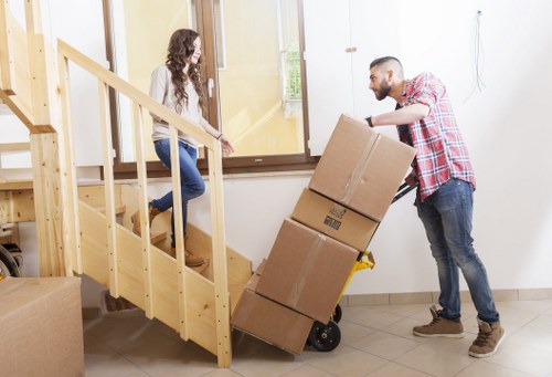 Packed boxes and furniture ready for a Twickenham house or office removal