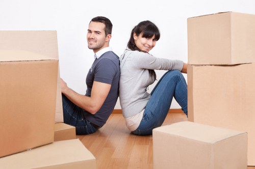 Professional packing materials and labelled moving boxes for a property in Twickenham