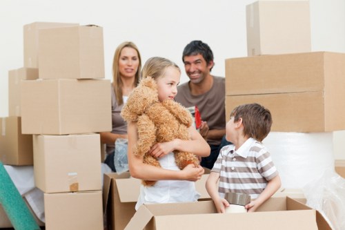 Moving day preparation with boxes and protective wrapping in Twickenham